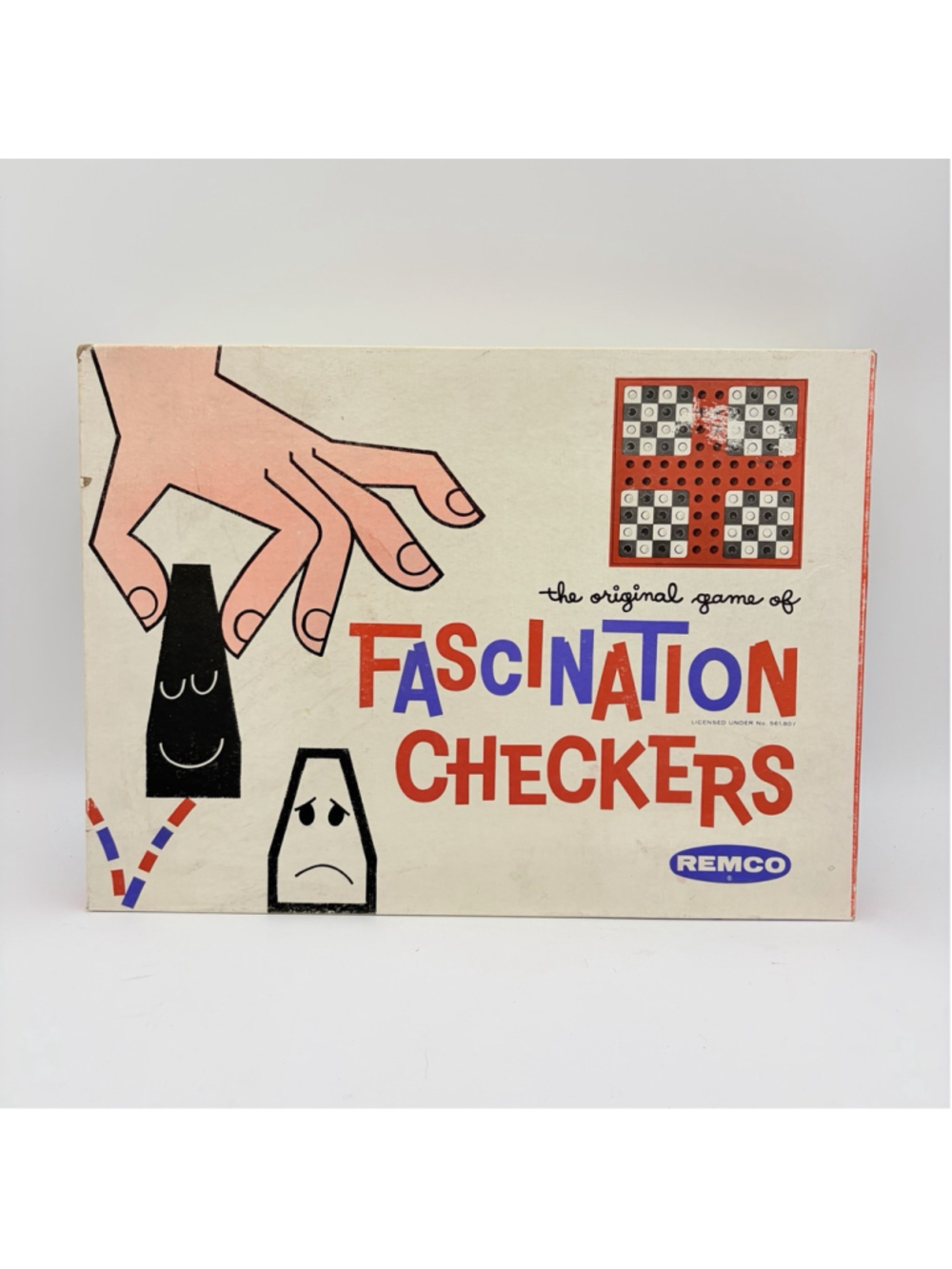 REMCO 1962 Fascination Checkers Style 851 Board Game 68 Pieces Box Rules